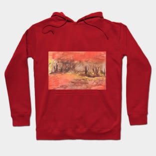 Autumn landscape, nature. Encaustic wax art. Painting drawing Hoodie